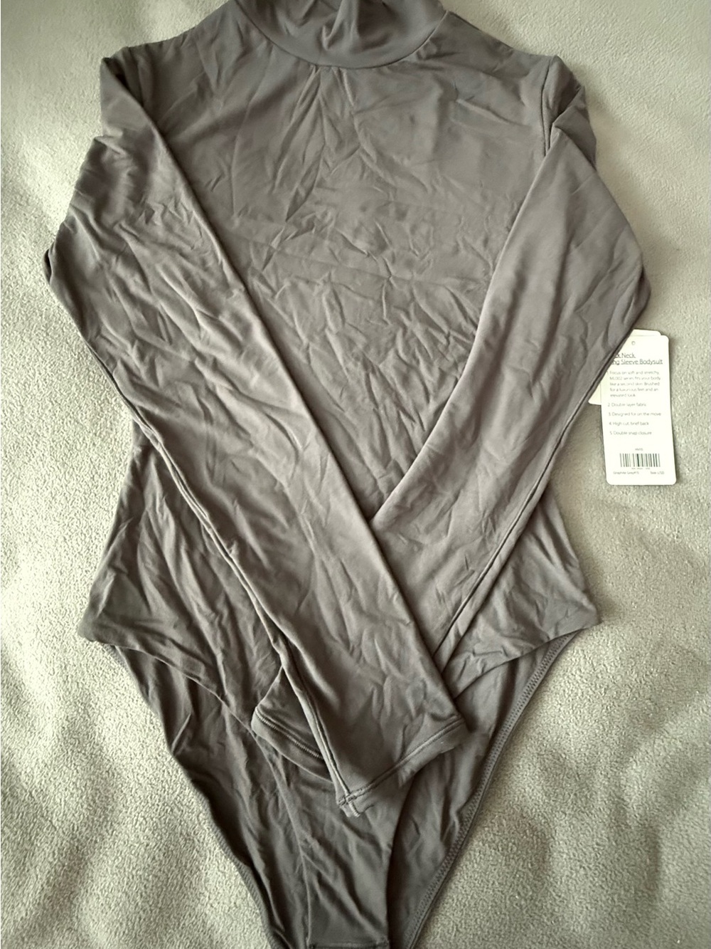 HeyNuts Long Sleeve Turtleneck Bodysuit in Gray